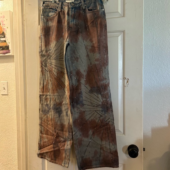 Free People Denim - Free People Tie-Dye Bootcut Jeans - Brown & Blue